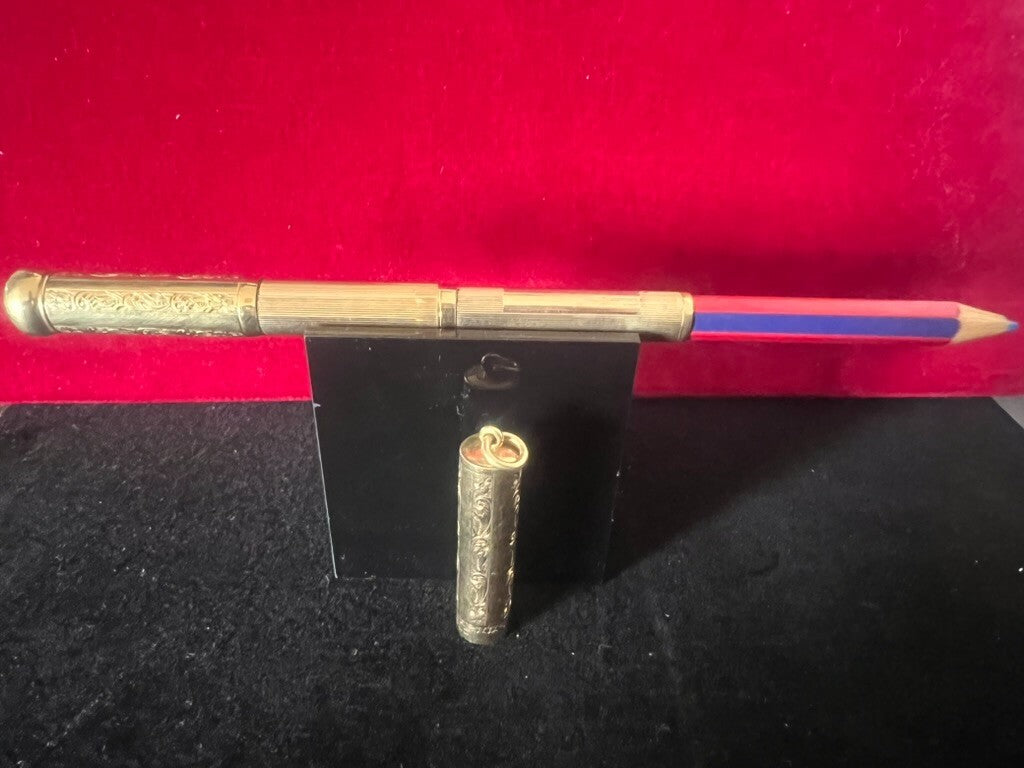 UHLMANN'S Eternal Crayon Rétractable Aminata Or Pendentif Chatelaine Antique