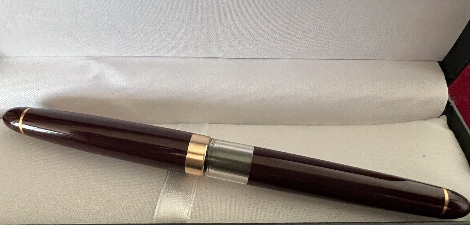 🔴 MARKSMAN penna stilografica bordò profili dorati a cartuccia scrive vintage