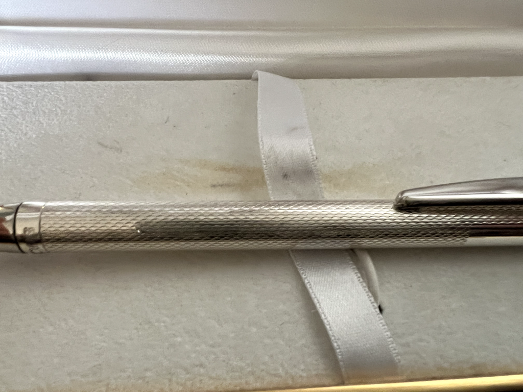 🔴 SETTELAGHI penna sfera ARGENTO 925 MASSICCIO guillocchè finestra personale 7