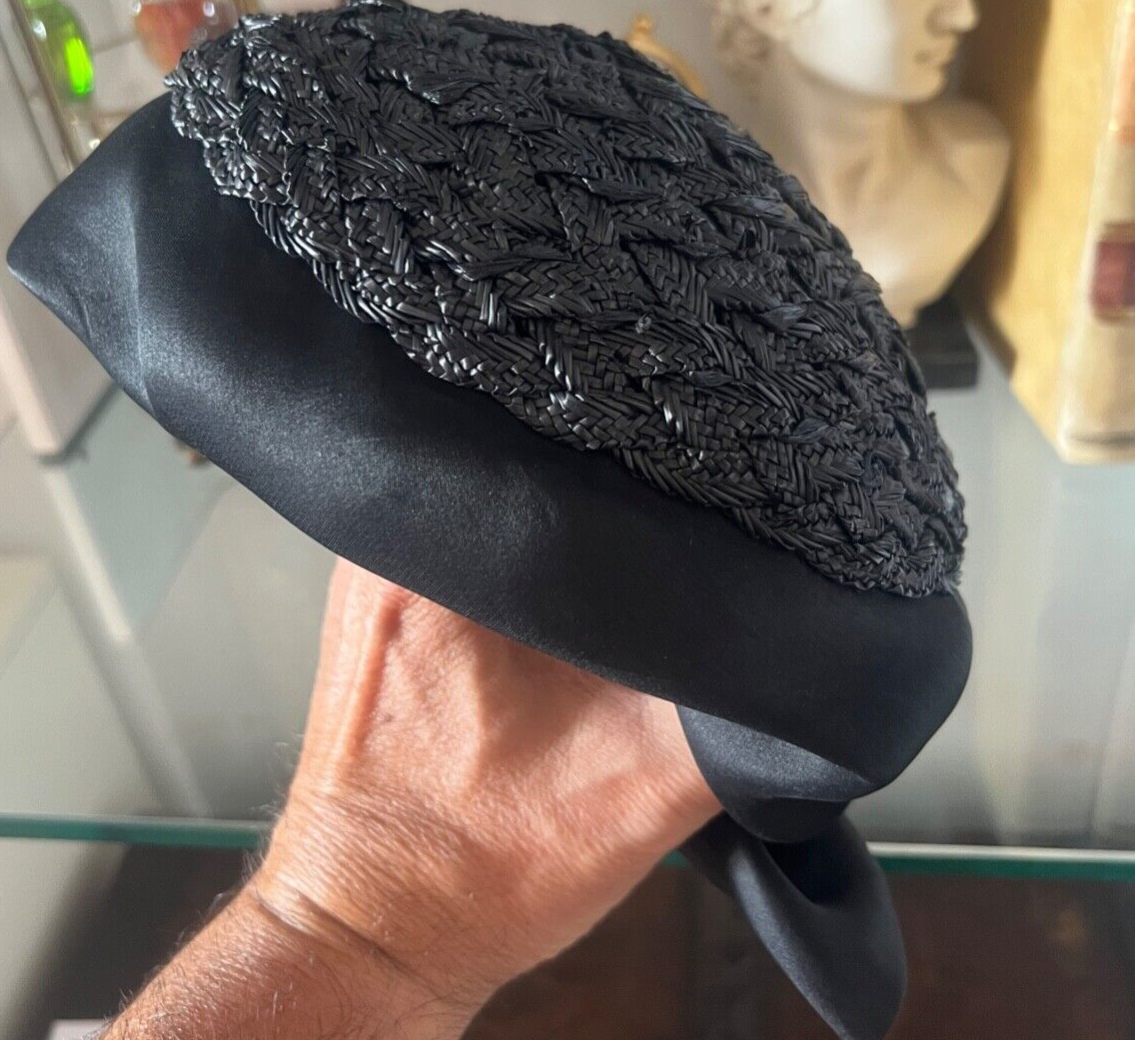 🔴 FEDORA cappello donna nero con fiocco 56 A elegante effetto seta Roma