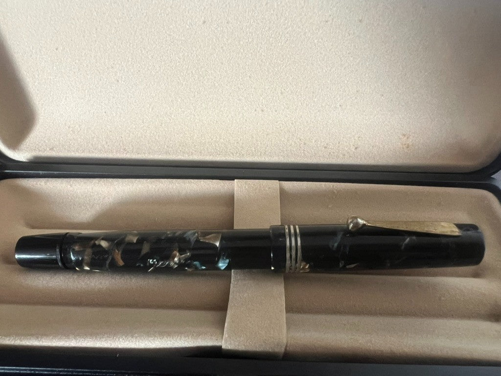 Elmo Pen Fountain Pen By Montegrappa Marbled Piston Marking Vintage 