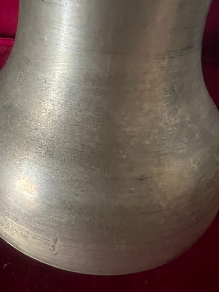 🔴 CAMPANA campanella metallo ottone da altare con cuore GRANDE h 12 cm vintage