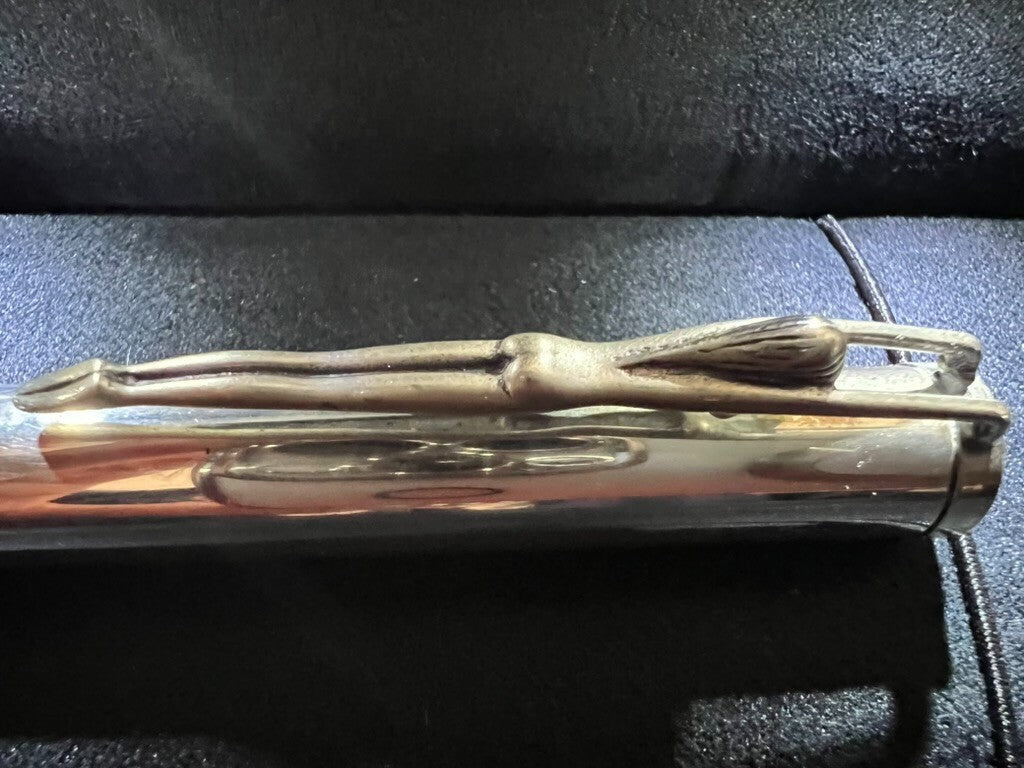 🔴 OTTAVIANI penna sfera ARGENTO 925 MASSICCIO lacca scultura corpo donna