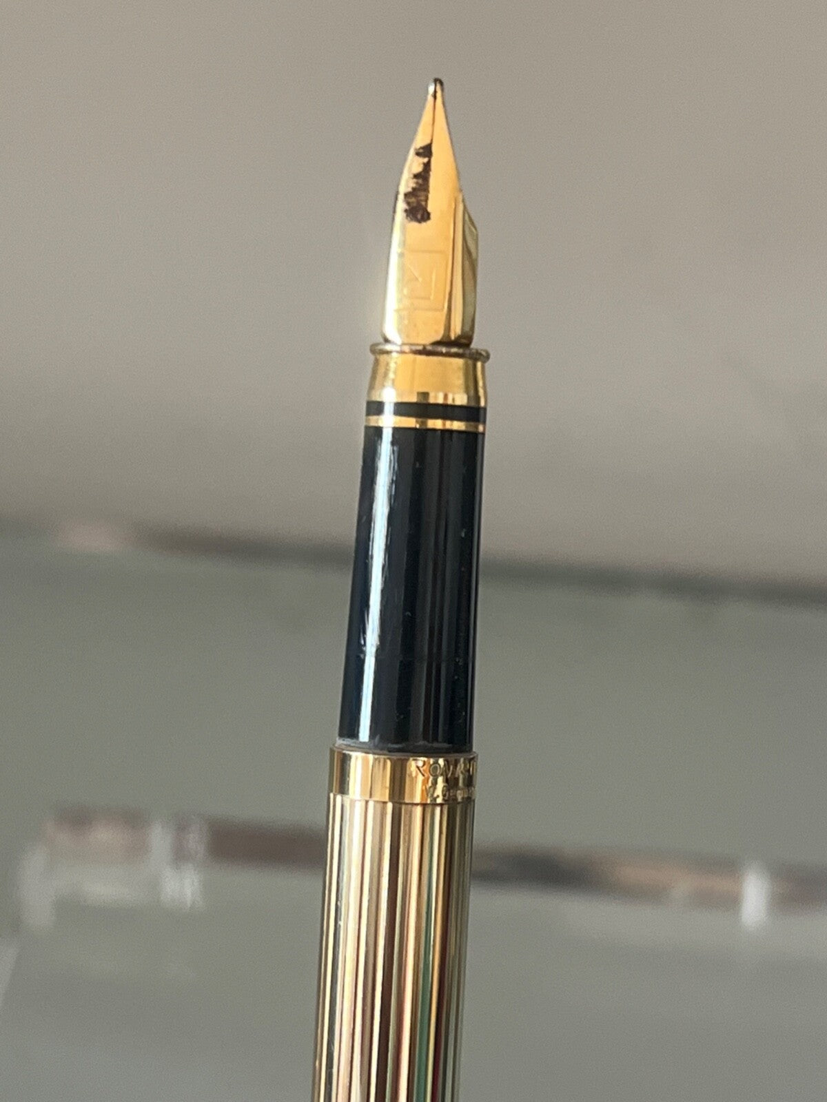 🔴 ROWENTA vergoldeter, geprägter deutscher Patronenfüller, Vintage 