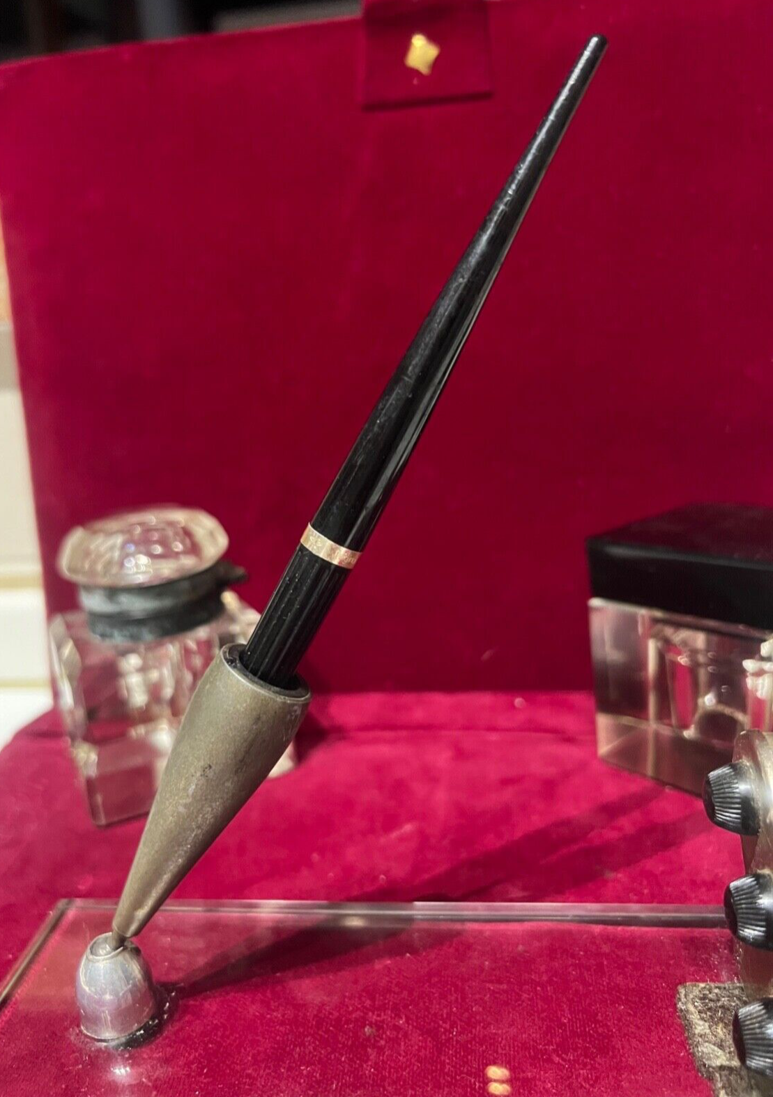 🔴 REFORM Kugelschreiber mit Sylophore-Basis, ewiger Kalender, Schreibtisch, Vintage-Glas 