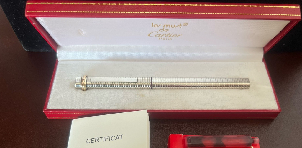 Cartier Stylo à Plume Vendome Trinity Argent Massif 925 Cartouches Vintage 1