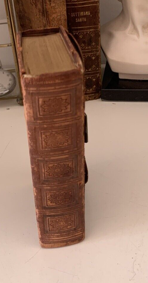 🔴 NEW TESTAMENT book German antique 1868 leather cover 