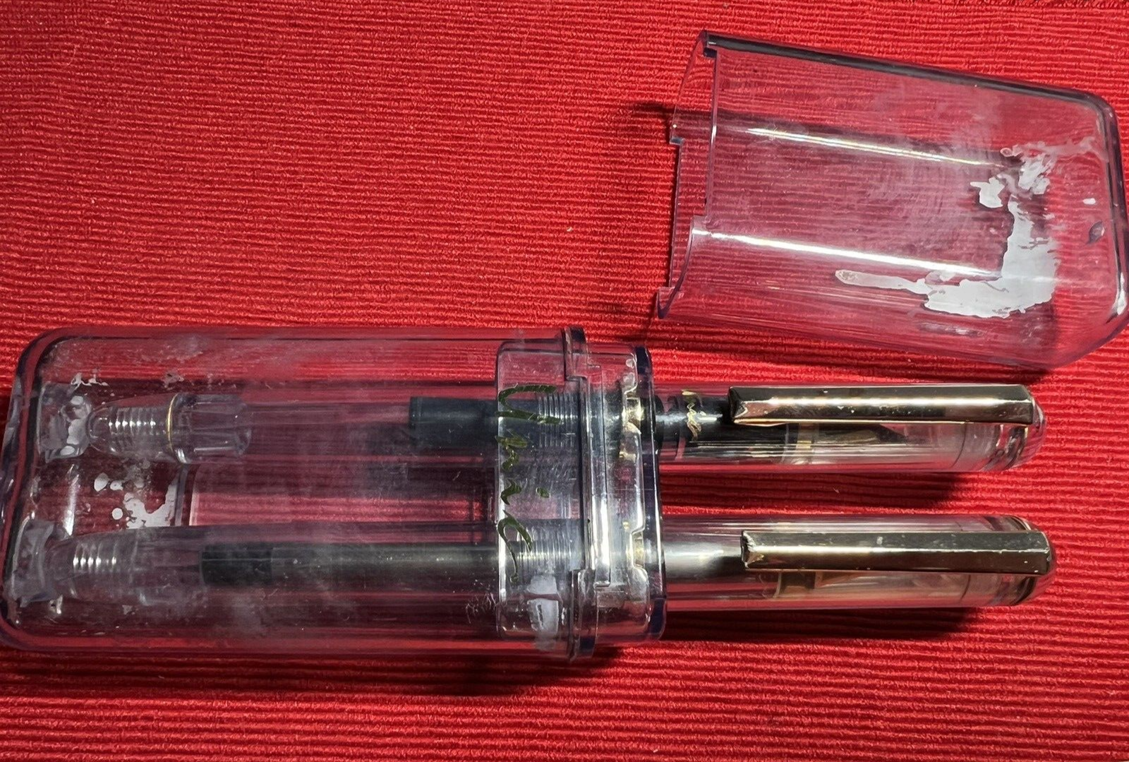 🔴 UNIC DEMONSTRATOR transparent fountain pen and rollerball pen, vintage 1990s 
