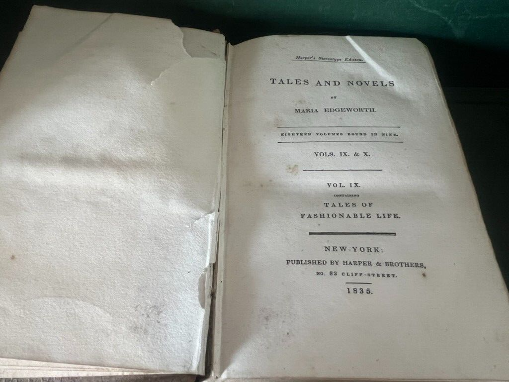 🔴 Libro NOVELS AND TALES Maria Edgeworth in inglese volume 9 antico 1835