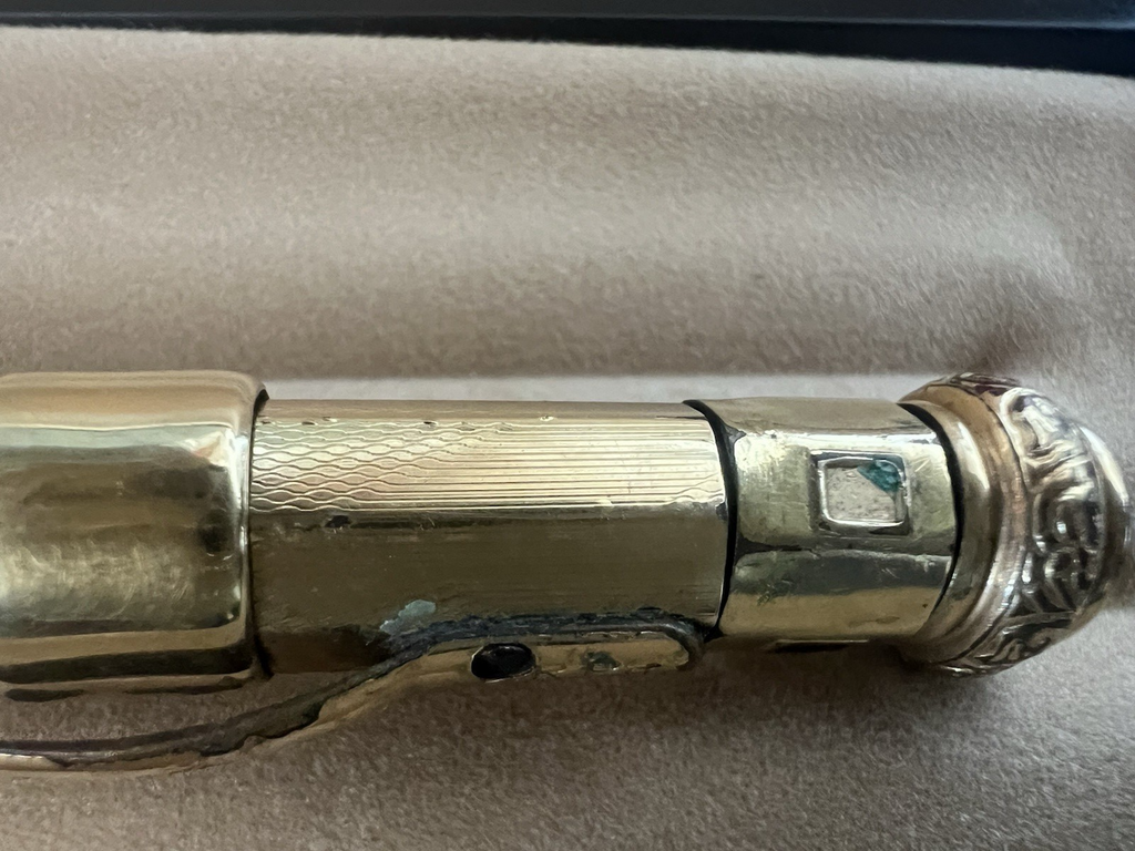 🔴 KOSCA mechanical pencil guilloche 18k gold plated antique pencil early 1900s 