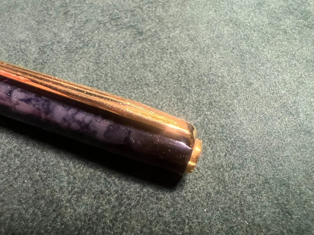 Elysee Stylo-Plume Sphère Laque Marbré Profils Doré Avec Boîte