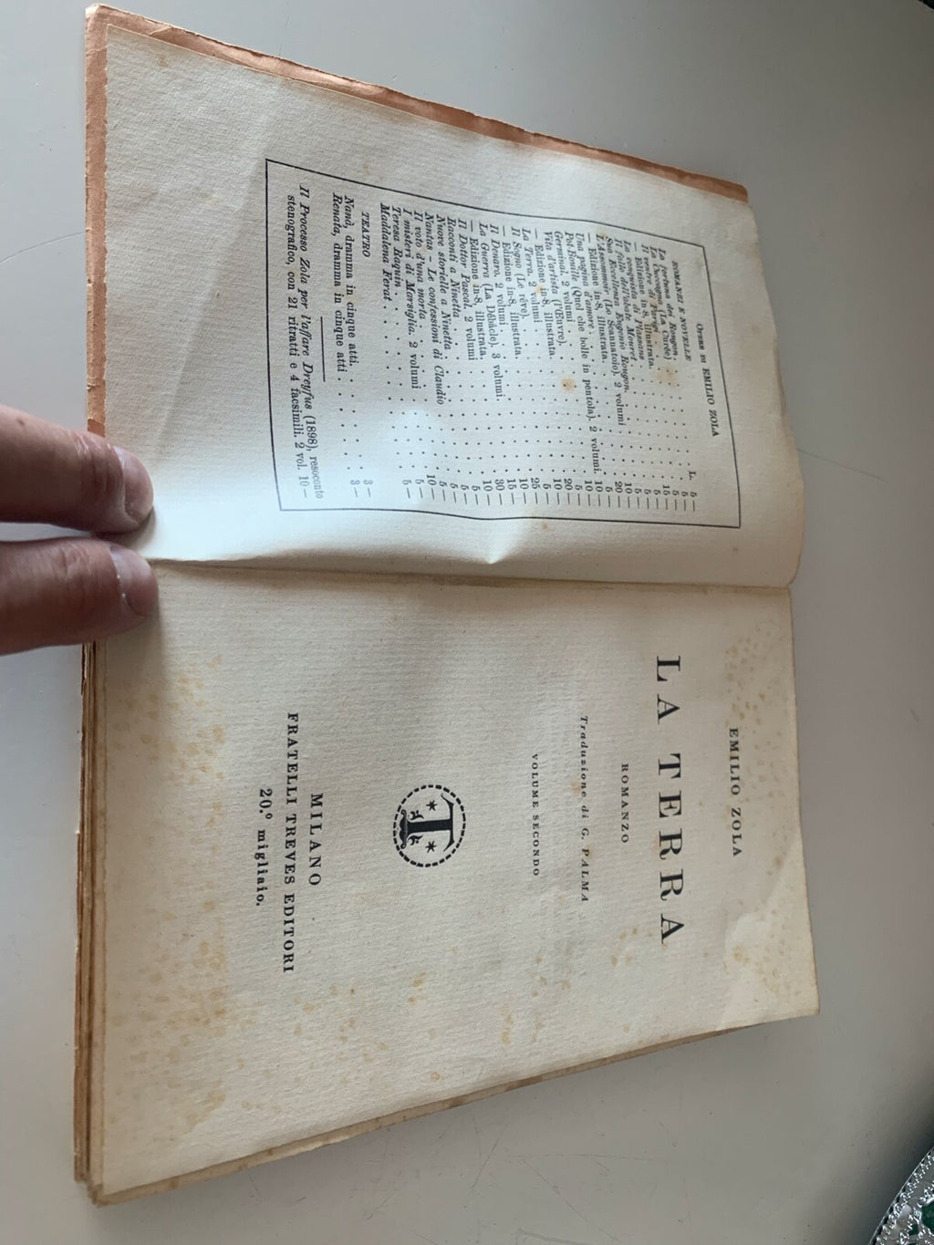 Livres Romans la Terre Emilio Zola Treves Editore Époque 1929
