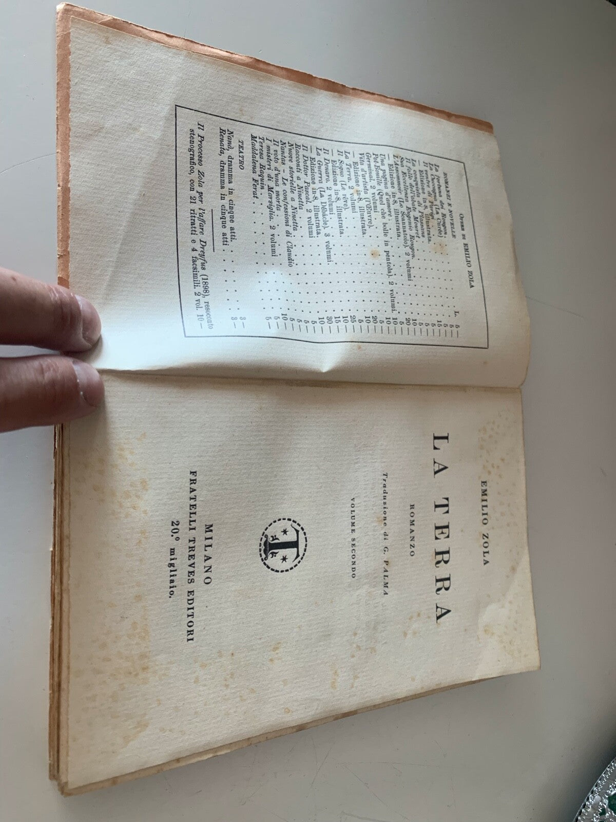 Livres Romans la Terre Emilio Zola Treves Editore Époque 1929