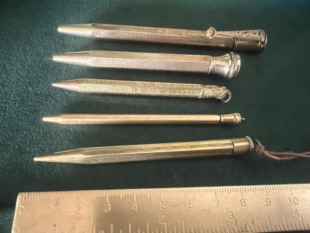 Mechanical Pencils Plated Gold Chiselled Parts Restoration Vintage 5 Pencils 