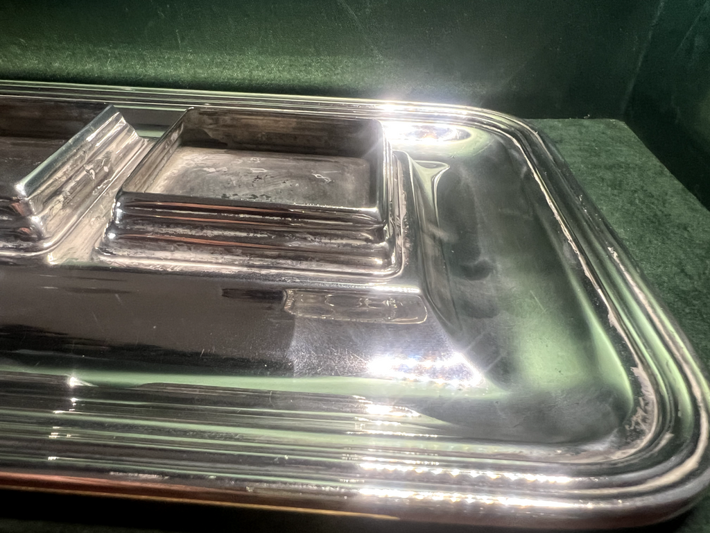 🔴 ARGENTERIE FIORENTINE base calamaio Sheffield con inserti inchiostri vintage