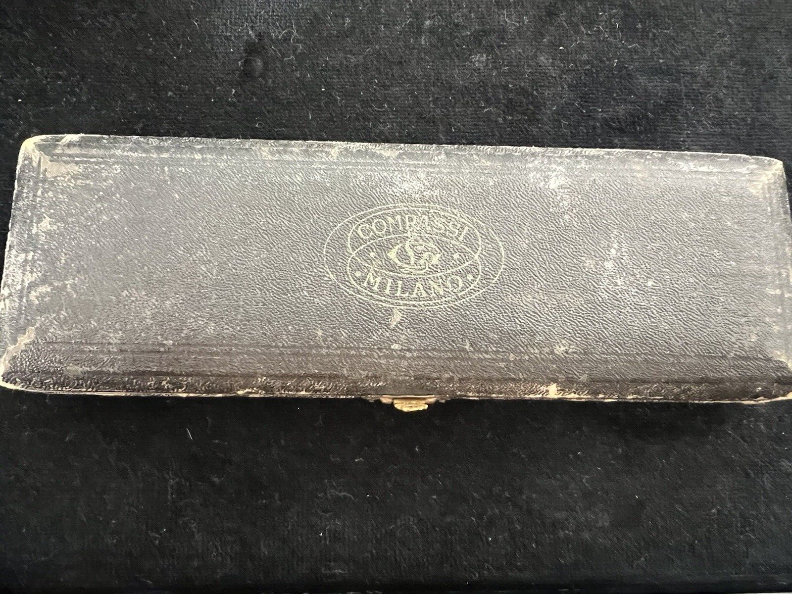🔴 COMPASSI MILANO disegno tecnico ottone scatola velluto legno pelle VINTAGE