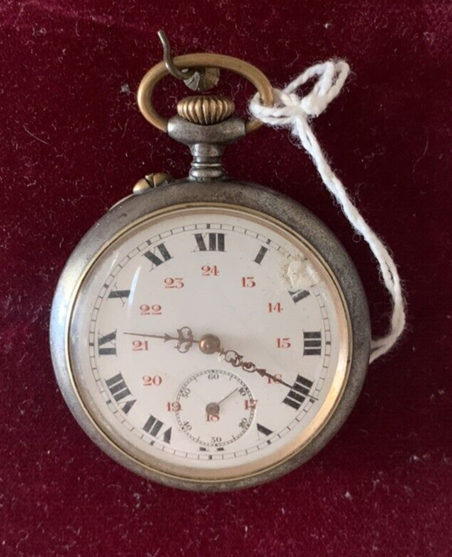 Montre Poche Français Remontage Manuel Cadran Céramique Fonctionne Antique 