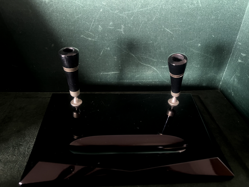 OMAS Onyx Black Fountain Pen Desk Holder Vintage 2 Places
