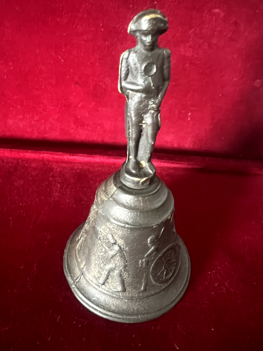 🔴 CAMPANELLO campanella campana metallo bronzo statua Napoleone h 12 cm vintage