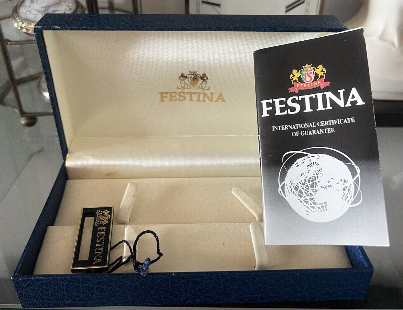 🔴 FESTINA scatola orologi DOPPIA pelle garanzia tagliando anni 2000 COMPLETA