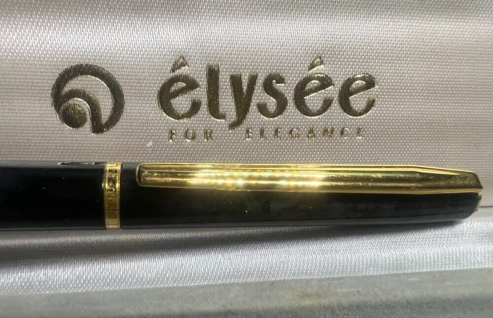 Elysee Stylo-Plume Sphère Laque Marbré Profils Doré Avec Boîte
