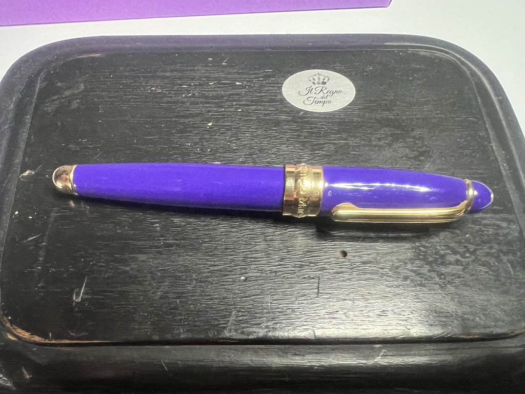 🔴 CAMPO MARZIO mini fountain pen purple lacquer Iridium Point writes 