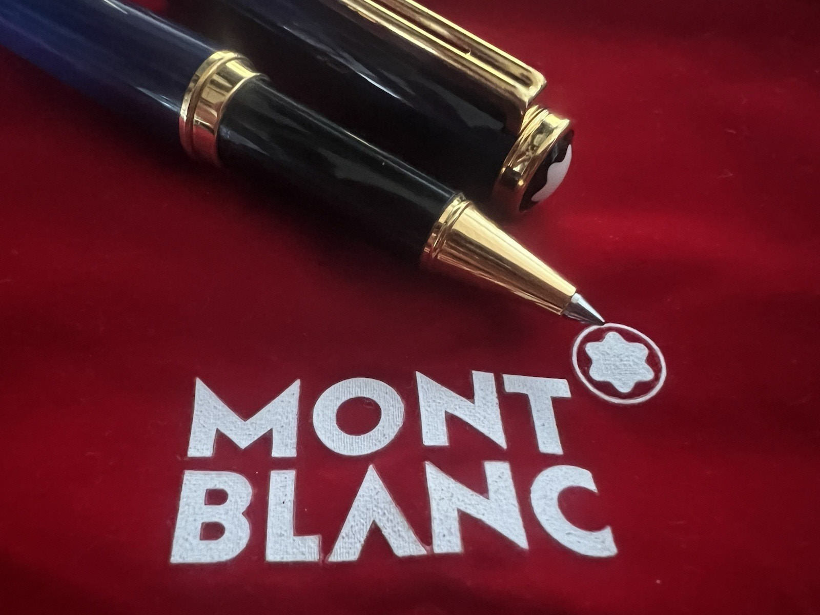 Montblanc Sphère Noblesse Oblige Bleu Roller Profils Plaqué Or Avec Trousse