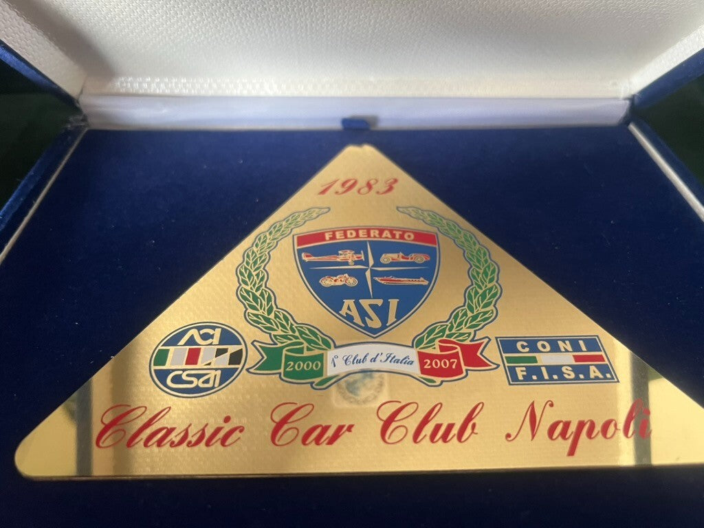 Sia Auto Moto Car Club Napoli Federato Platte Plakette Metall Zapfen 1983 Blue 