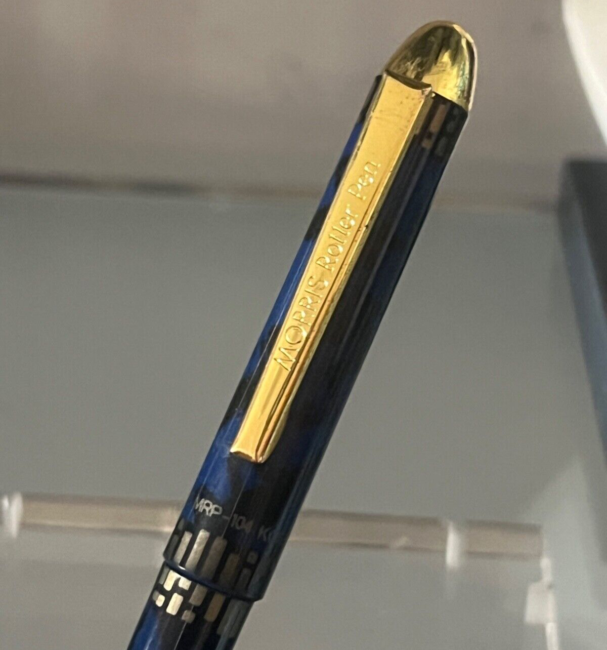 🔴 MORRIS penna sfera roller pen Korea blu dorata scrive perfettamente vintage