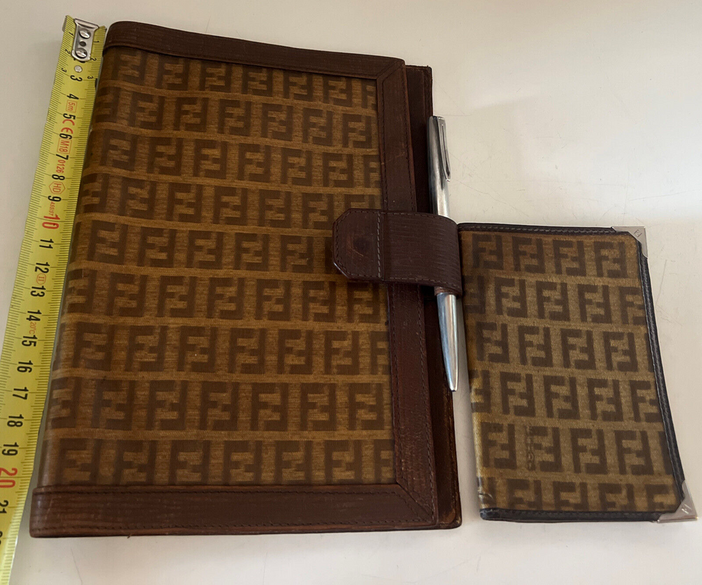 🔴 FENDI porta agenda + portafoglio Zucca tessuto plastificato vintage