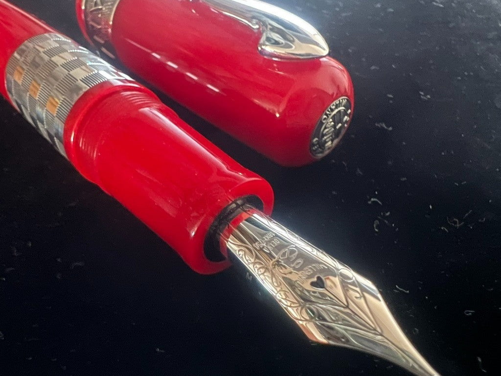 🔴 DELTA penna stilografica Alfa Romeo Giulietta rossa Argento 925 e ORO 18 KT M