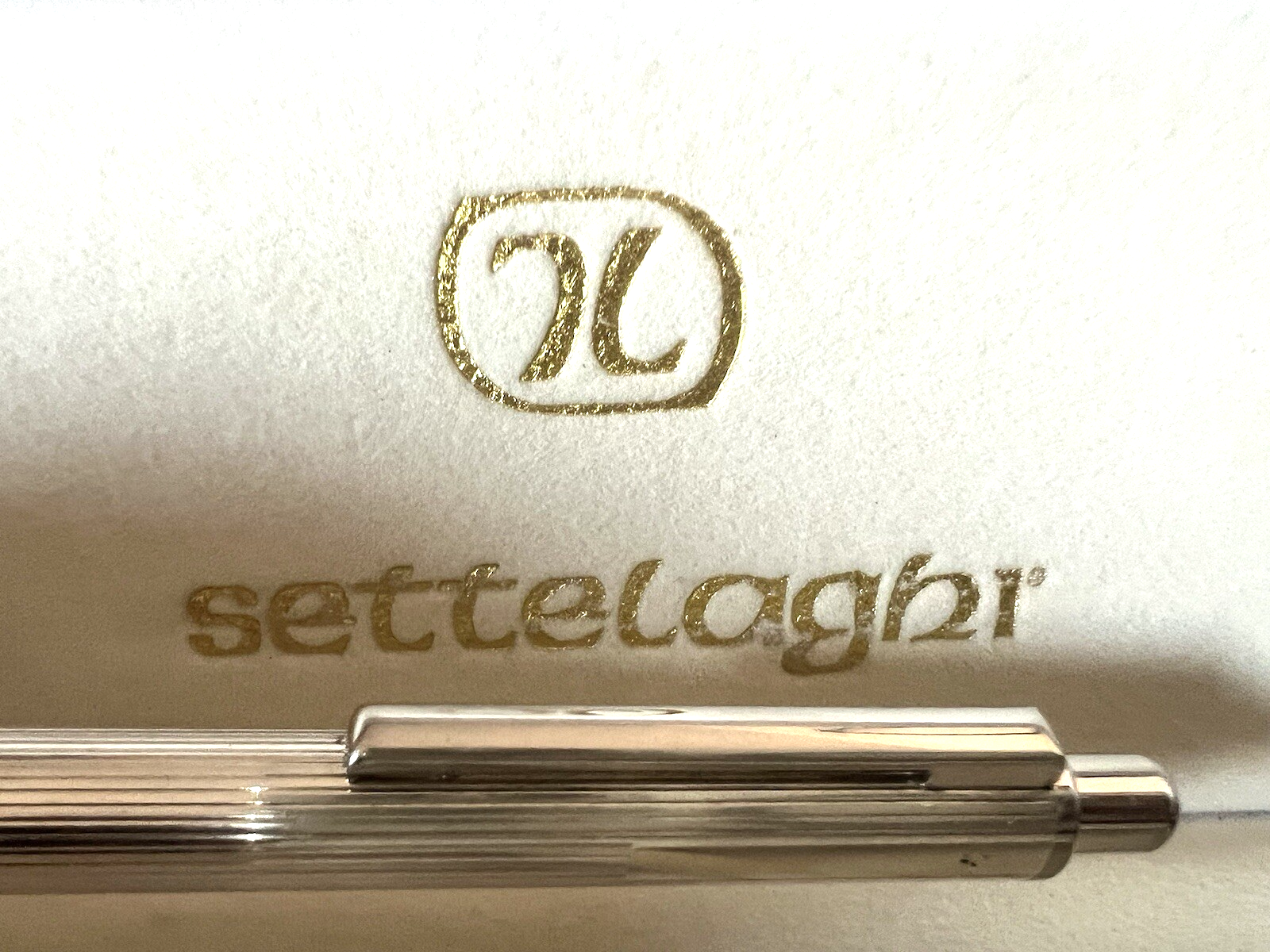 Settelaghi Stylo-Plume Sphère Argent 925 Massif Fenêtre Personnel Fort Poids 1