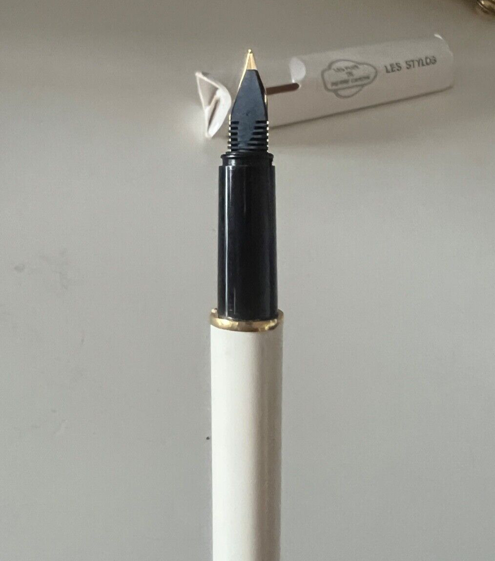 🔴 PIERRE CARDIN penna stilografica bianca pennino laminato oro Les stylos