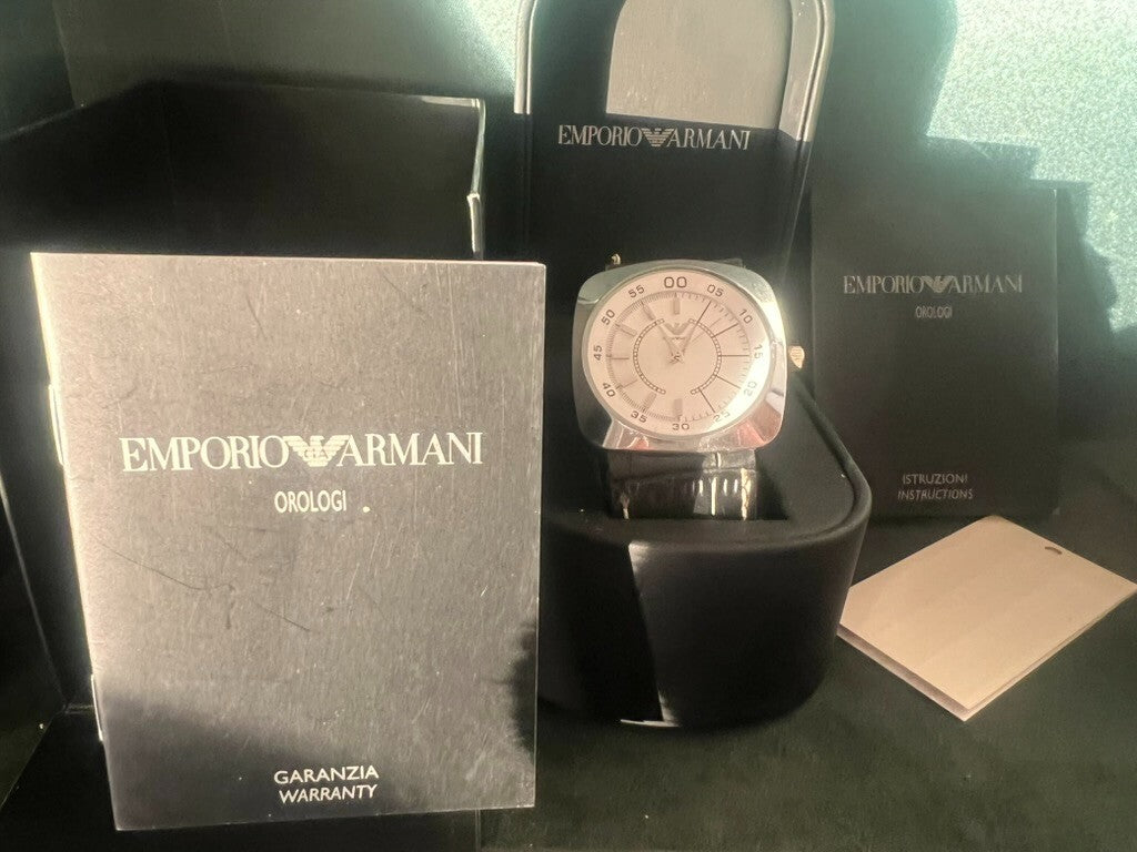 🔴 EMPORIO ARMANI orologio uomo quarzo acciaio quadrato astuccio e garanzia