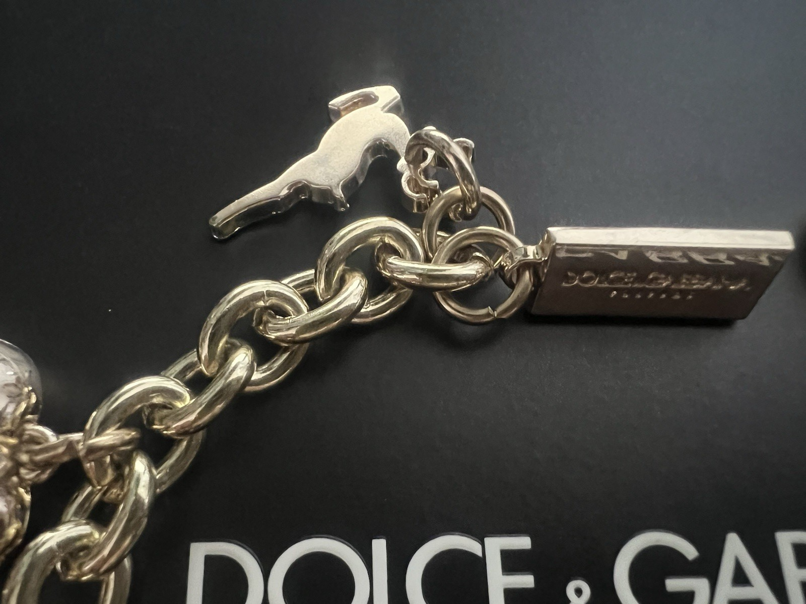Dolce & Gabbana Bracelet Charm Jewel Steel Golden With Hanging Iconici