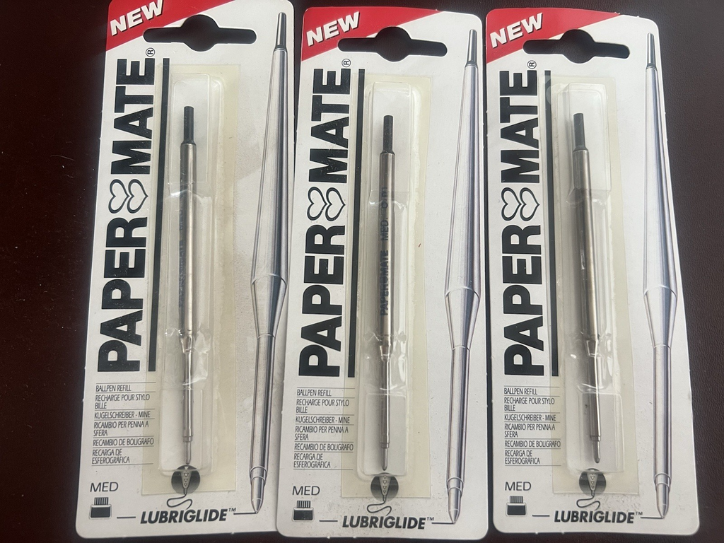Papermate Recharge Stylo-Plume Noir Moyen 3 Pièces Recharge Encre Aurora