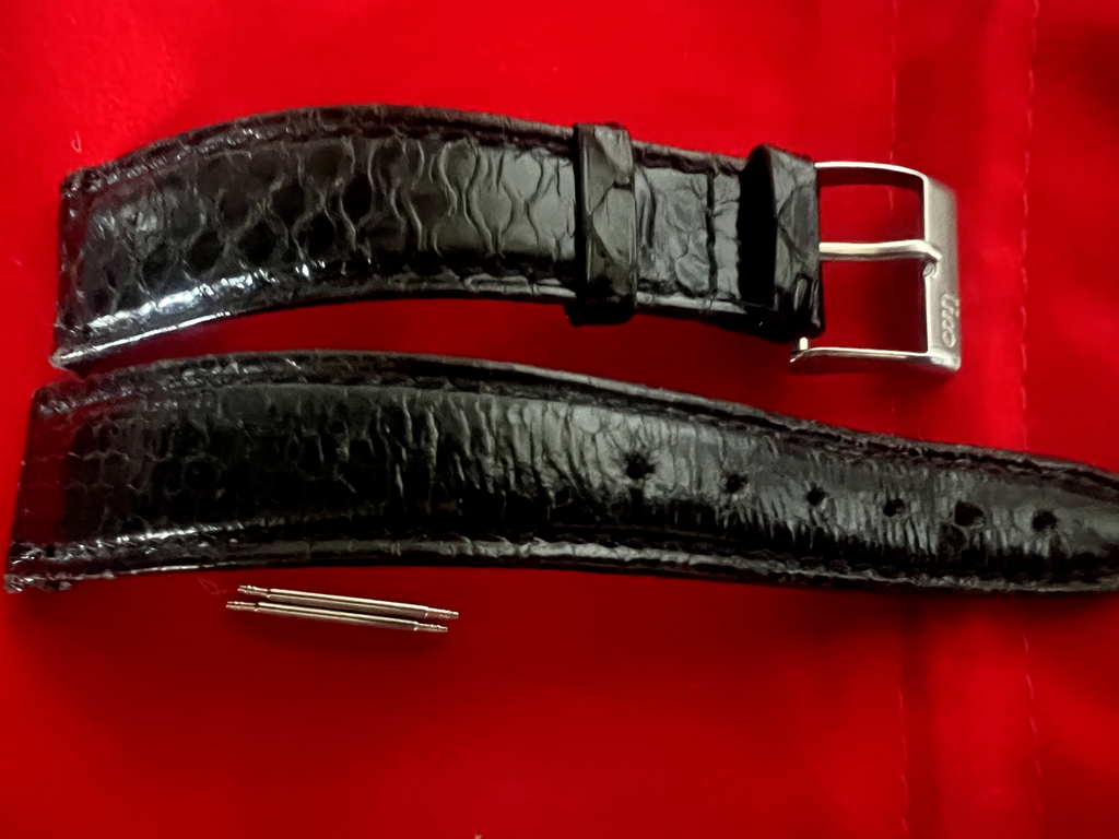 Rene' Marchal Bracelet de Montre Homme Cuir Noir Effet Python 18 MM