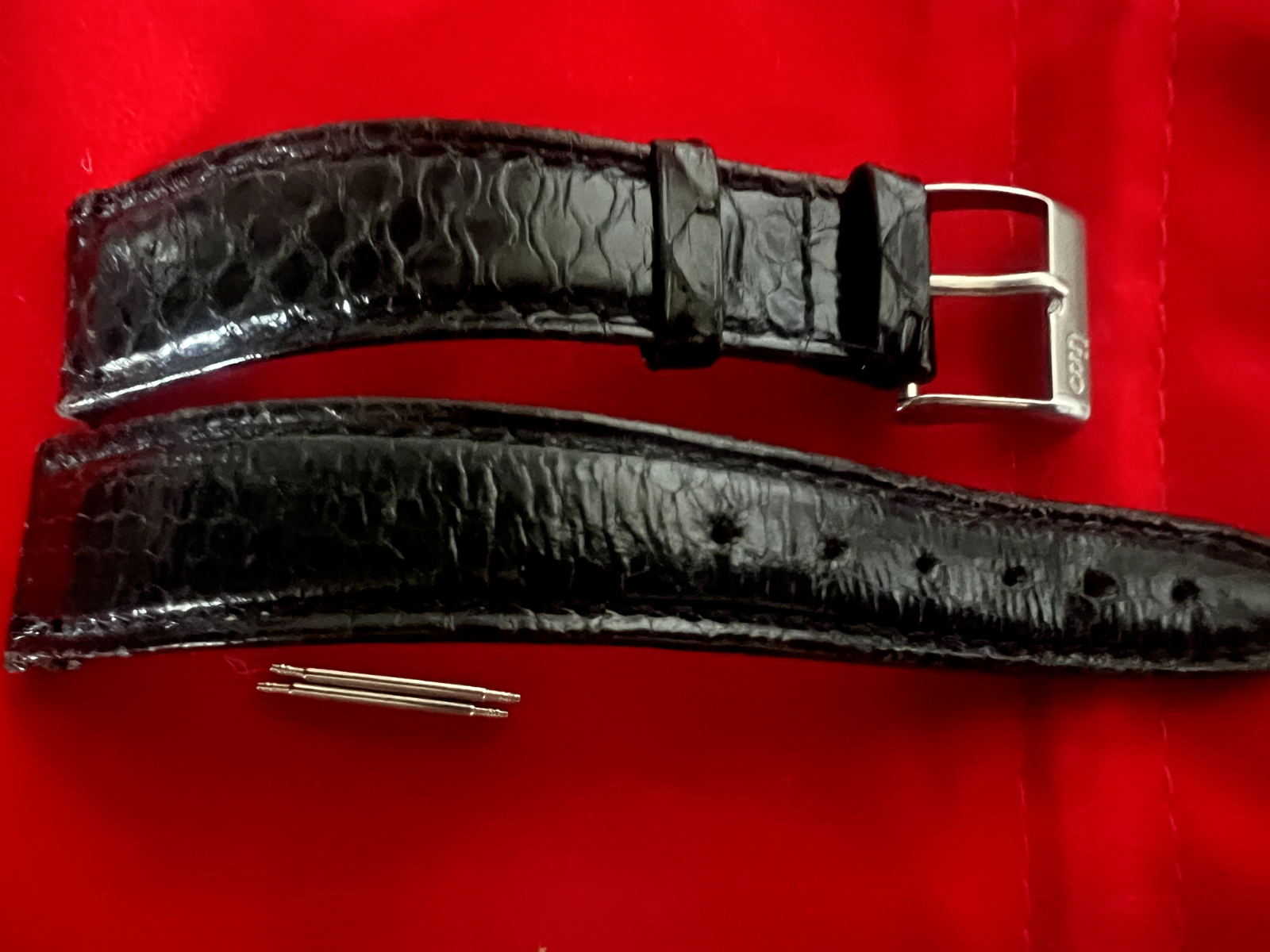 Rene' Marchal Bracelet de Montre Homme Cuir Noir Effet Python 18 MM