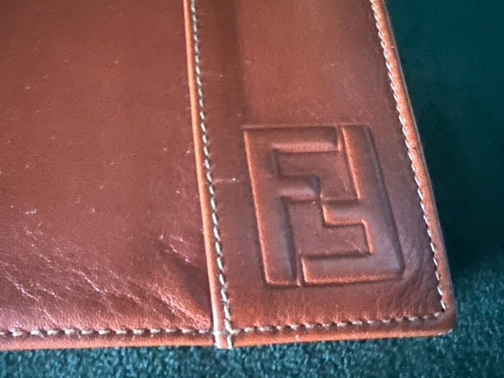 🔴 FENDI portafoglio uomo pelle marrone con porta carte di credito