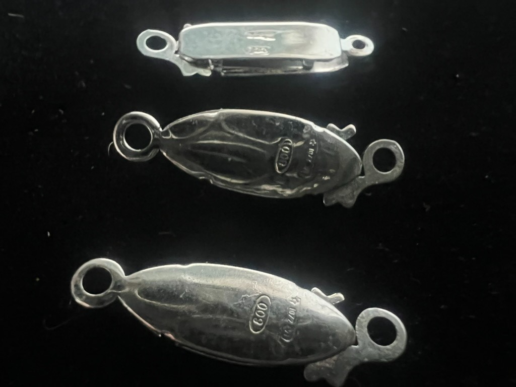 🔴 ARGENTO 800 chiusure collana gancio 1 filo con pietre vintage 3 PEZZI