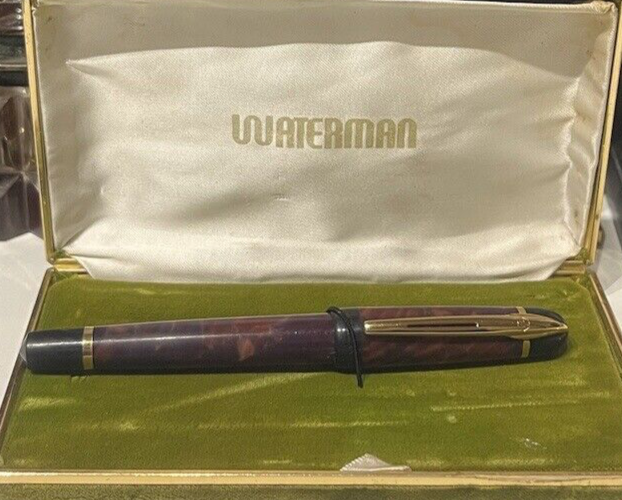 🔴 WATERMAN penna roller legno con venature naturali scrive vintage