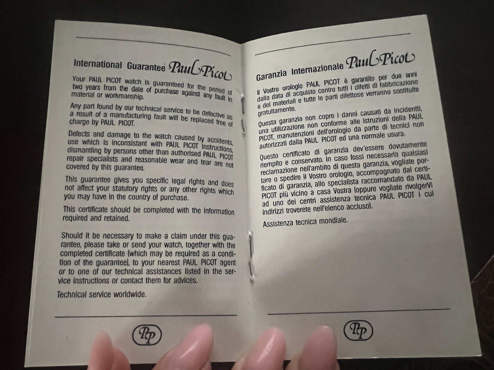 🔴 PAUL PICOT certificato GARANZIA INTERNAZIONALE orologio porta garanzia pelle