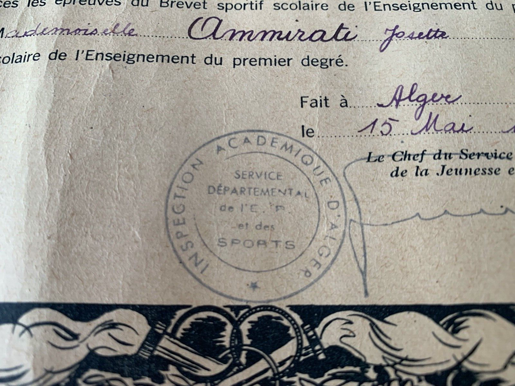 Impression Brevet Sport De École, Algérie En Français 1954