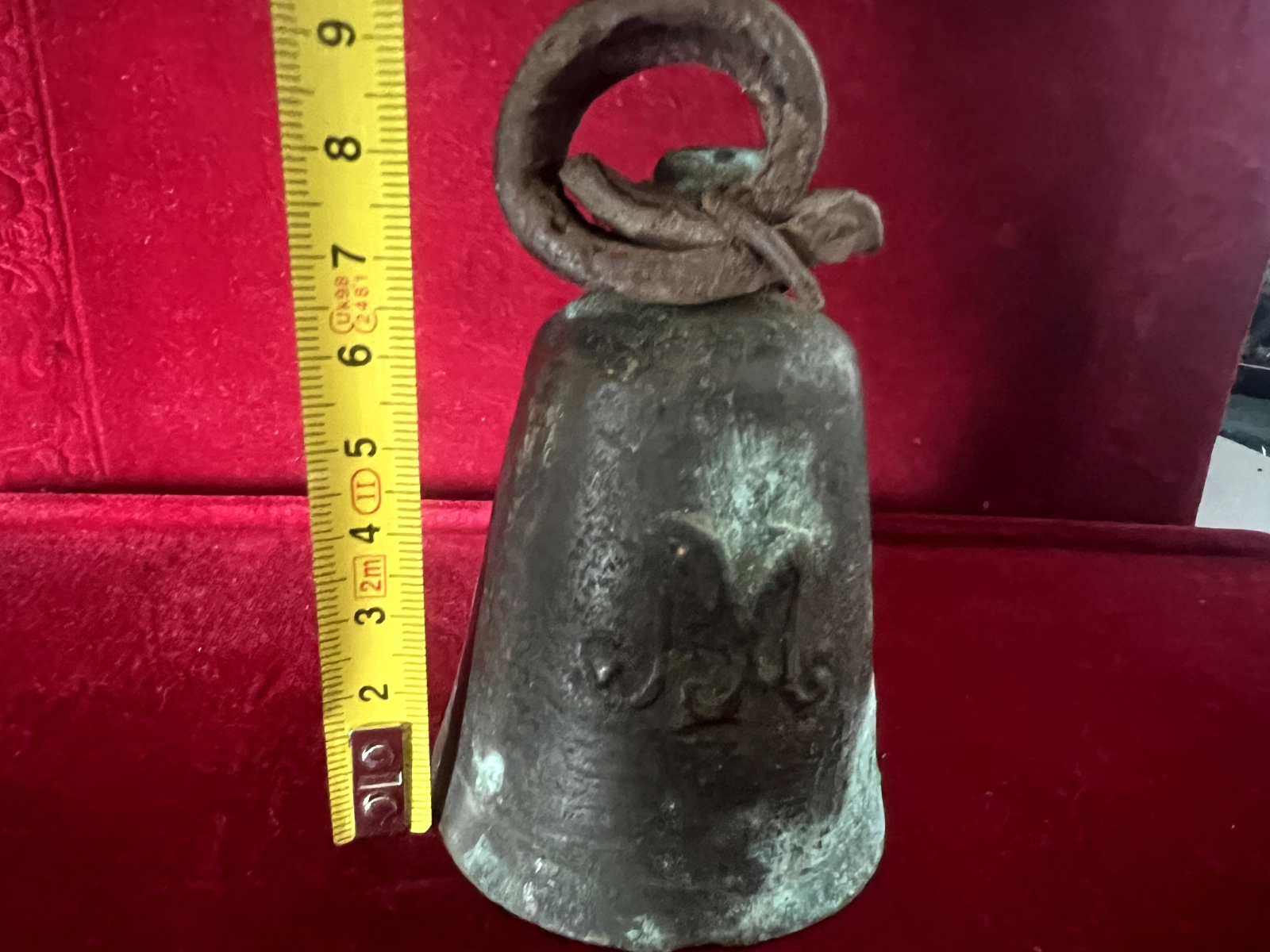 Sonnette Cloche Métal Bronze À Main Autel Hauteur 9 CM Vintage 