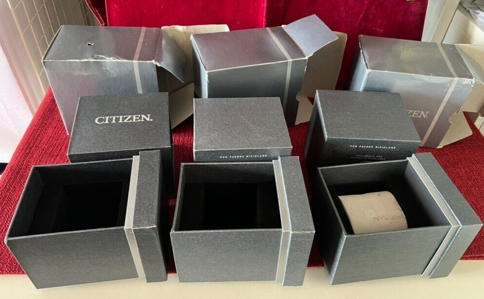 CITIZEN Boxes Watches Black Original Lot 3 Pieces With Controscatole C
