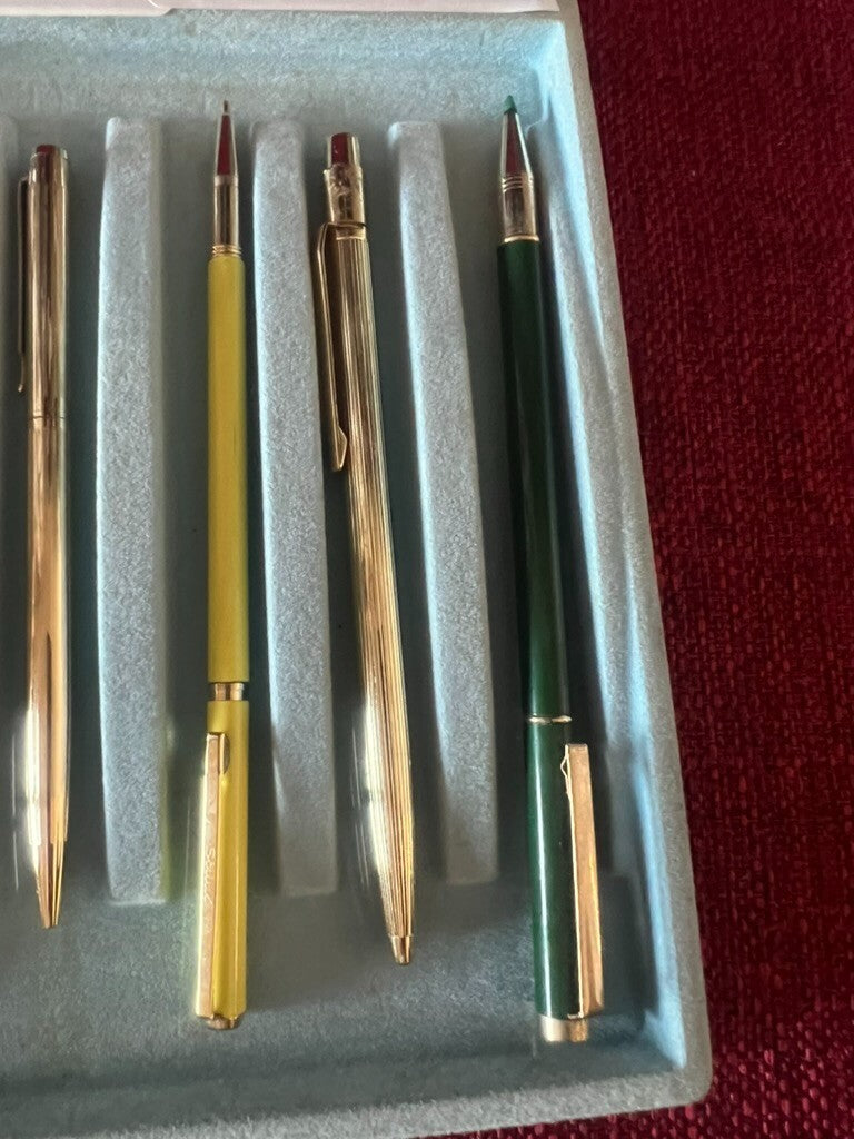 Penne Sphère Laque Vert Jaune Blanque Doré Lot 6 Penne Vintage 1970