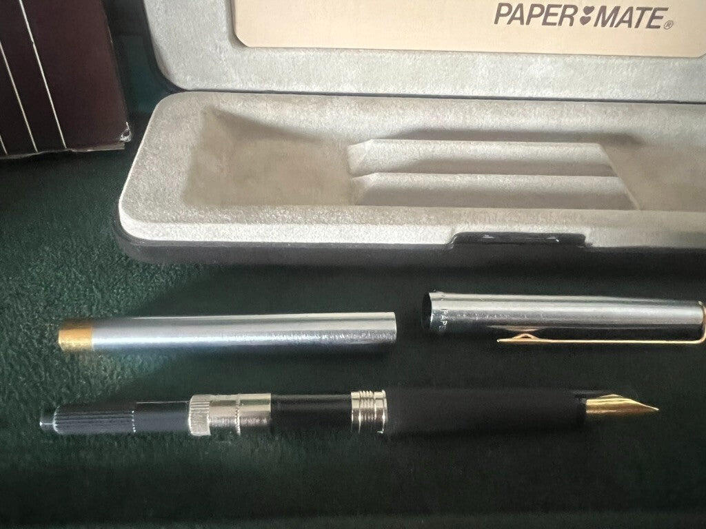 Papermate Pen Fountain Pen Chrome Pen (M) Charger Pencil Case Vintage