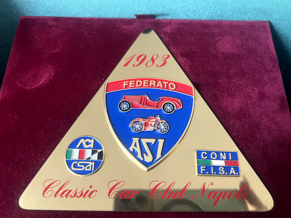 🔴 ASI Auto Moto Car Club Napoli Federated Plate Metallplakette CONI 1983 Bordüre 