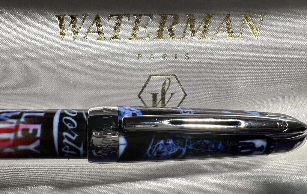 🔴 WATERMAN HARLEY DAVIDSON motorcycle American flag ballpoint pen writes 