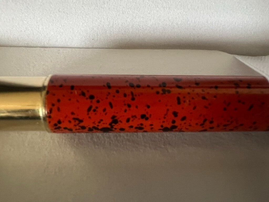 🔴 STILUS penna stilografica lacca marmorizzata arancione pennino F vintage